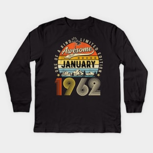 Awesome Since January 1962 Vintage 61st Birthday Kids Long Sleeve T-Shirt